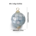 White shell globe pendant with gold loop, size 15mm by 8mm for DIY jewelry making - White Blue Mosaic Sphere (YSN179-17)