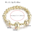 Detailed specs of the gold bead bracelet showing weights and bead sizes from 6mm to 14mm - Mixed Size Gold Beads Style (AB1310-2)