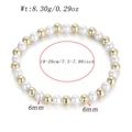 Detailed specs showing 6mm pearls and gold beads on a 19cm elegant bracelet for women - Pearl and Gold Bead Style (AB1310-3)