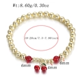 Detailed view of cherry pendant beaded bracelet with size markings and 19-20cm circumference - Red and Gold Alternating Cherry Charm Style (AB1310-6)