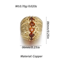Hollow 14k copper bead charm with orange zircons for jewelry making, 6mm diameter - Hollow Pattern Orange Zirconia Bead (YSN129-09)