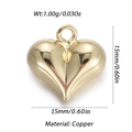 Polished gold heart bead for jewelry making, copper pendant 15mm x 15mm dimensions - Polished Gold Heart 3