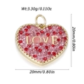 Gold-plated heart charm with red rhinestones and LOVE lettering for DIY bracelets - Red Pink Micro-Pave Heart LOVE Style (YSN183-01)