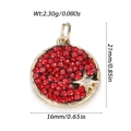 Gold crab pendant with red micro-pave crystals and star detail, size 21x16mm - Gold Round Plate Micro-Pave Red Star Style (YSN183-04)