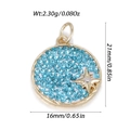 Goldener Münzanhänger mit hellblauen Strasssteinen und Seestern-Detail für DIY-Schmuck - Blauer Zirkonia Münze Seestern Stil (YSN183-05)