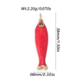 Red enamel tropical fish charm pendant with green gemstone eye and gold metal loop - Red Enamel Green Gem Eye Fish (YSN192-03)
