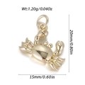 Goldener Krabben-Anhänger für DIY-Armbänder mit Schale und Maßen von 20x15mm - Lebendiger Goldener Krabben Stil (YSN183-09)