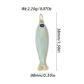Light green enamel koi fish pendant in gold plated copper with 38mm length and 2.20g weight - Light Green Glazed Blue Eye Fish (YSN192-05)