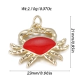 Mini Krabbe Anhänger aus Gold mit roter Emaille, 23x21mm für DIY Schmuckherstellung - Roter Emaille Krabben Stil (YSN183-12)