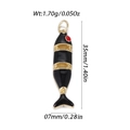Fish jewelry pendant with black enamel finish and gold metal frame dimensions 35x7mm - Black Enamel Articulated Red Eye (YSN192-08)