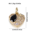 Goldener Herzanhänger mit weißen Steinen, schwarzem Birnenstein und Goldsternen - Vollständiger Strass Herz Schwarzer Tränenstein Stil (YSN183-13)