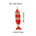 Red enamel koi fish pendant in gold plated copper measuring 35mm for DIY jewelry making - Red Drip Oil Segmented Fish (YSN192-10)