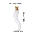 White enamel cornicello horn pendant with gold clasp measuring 30mm for jewelry making - White Chili (YSN192-11)