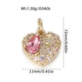 Goldener Herzanhänger mit rosa Wassertropfenstein und Abmessungen von 15 mm mal 11 mm - Vollständiger Strass Herz Rosa Zirkonia Stil (YSN183-15)