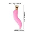 Pink enamel cornello charm pendant with gold plating, 30mm height for jewelry making - Pink Chili (YSN192-13)