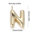Gold bubble initial N pendant with 25mm height and 15mm width polished finish - Letter N Style