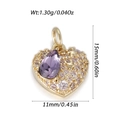 Goldener Herzanhänger mit Stern und lila Stein, Abmessungen 15 mm x 11 mm für DIY - Violetter Birnenförmiger Edelstein Herz Stil (YSN183-18)