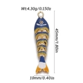 Detailed view of enamel koi fish pendant with dimensions 45mm height and 4.3g weight - Dark Blue Yellow White Koi (YSN162-02)
