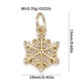 Detailed view of gold snowflake pendant with zircon stones showing 15mm by 10mm dimensions - Gold Snowflake Style (YSN198-07)