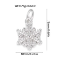 Silver snowflake pendant dimensions 15x10mm with sparkling zircon stones and top loop - Silver Snowflake Style (YSN198-08)