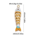 Detail view of colorful koi fish charm with gold outlines and size dimensions - White Orange Light Blue Koi (YSN162-05)