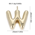3D balloon style gold letter W pendant charm, 11.4g weighted polished metal accessory - Letter W Style