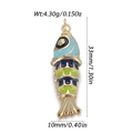 Macro view of articulated gold enamel fish pendant with size and weight measurements - Blue Green Gradient Koi (YSN162-09)