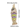 Macro detail of koi fish pendant with purple and green enamel and size measurements - Purple Green Scales Koi (YSN162-10)