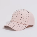 Casquette de baseball rose pour femme avec strass gris et visière courbée sur fond gris - Réglable / Rose