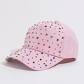 Casual pink baseball cap for women with glittering rhinestones and adjustable strap - Adjustable / Deep Pink