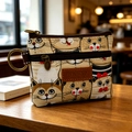 Mini portamonete con stampa gatto cartone animato e doppia cerniera con anello - Portamonete Latte Caffè Gatto - Laminato