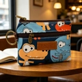 Mini portamonete blu navy con stampa coccodrillo, doppia zip e rivestimento protettivo - Portamonete In Coccodrillo Blu - Laminato