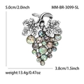 Fashion alloy grape brooch featuring iridescent abalone shell inlays and leaf details - Grape Design (3099-SL) / Silver (3099-SL)