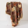 Large 90x90cm satin imitation silk square scarf with elegant paisley and leopard print - 90*90cm / Beige Paisley