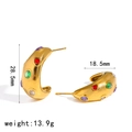 Orecchini a cerchio a C in acciaio inossidabile dorato con cristalli multicolore donna - Stile Strass Colorato (TE60725-MX) / Oro con strass colorati