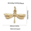 Goldener Libellen-Anhänger aus Kupfer für Schmuck, 20mm x 15mm mit feinen Flügeldetails - Libellenform-Stil (YSN011-06)