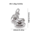 Polished silver rocking horse charm with measurements for DIY jewelry making - Silver Rocking Horse (YSN195-04)