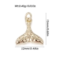 Polished gold whale tail pendant with dot texture and metal loop for DIY jewelry - Gold Whale Tail (YSN195-05)
