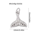 Silver whale tail pendant with white zircon stones for DIY jewelry making 15x12mm - Silver Whale Tail (YSN195-06)