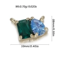 Pendentif DIY avec zircon rectangle vert et zircon poire bleu sur plaqué or - Gemme Bicolore Rect Verte & Poire Bleu Clair (YSN211-13)