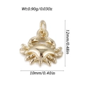Golden crab charm pendant in polished metal for DIY jewelry making, 12mm x 10mm - Gold Crab 2 (YSN195-09)