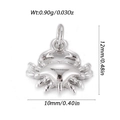 Polished silver ocean crab pendant for DIY bracelets, size 12x10mm and weight 0.90g - Silver Crab 2 (YSN195-10)