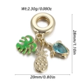 Detail of tropical gold charm set featuring green monstera leaf and pineapple pendants - Monstera Pineapple Style (DBN167-05)