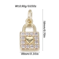 Gold lock pendant with heart relief and cubic zirconia for DIY jewelry making - Heart Padlock Style (YSN200-03)