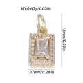 Mini rectangular crystal heart charm pendant with 18K gold plating and 0.6g weight - Gold Rectangle (YSN201-01)