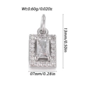 Silver rectangular pendant with emerald cut clear gemstone and halo setting - Silver Rectangle (YSN201-02)