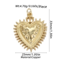 Pendente cuore vintage dorato in rame con dettaglio corona per gioielli fai-da-te - Cuore con Perline Corona Vintage (23)