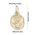 Colgante ovalado dorado con relieve de rosa para joyería artesanal con diseño floral - Estilo Rosa Ovalada Grabada (YSN200-13)