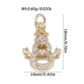 Mini gold snowman pendant with clear zircon stones 18mm high for DIY jewelry - Gold Snowman (YSN201-05)