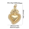 Pendente a cuore sacro dorato in ottone con corona di fiamme e altezza 30 mm - Stile Sacro Cuore Fiamma (26)